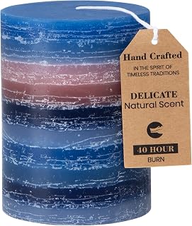CraftyCrocodile Decorative Scented Pillar Candle - Handcrafted Navy Blue Candles with Cotton Wick, Smokeless for Spa, Aromatherapy, Home, Wedding - 40 Hour Burn Time - 3" W x 4" H