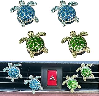 4pcs Cute Sea Turtles Car Air Vent Diffuser – Clip-On Fragrance Air Freshener for Cars with Replaceable Refills, Adorable Animal Car Vent Clip for SUV & Truck (Blue Green, Ocean)