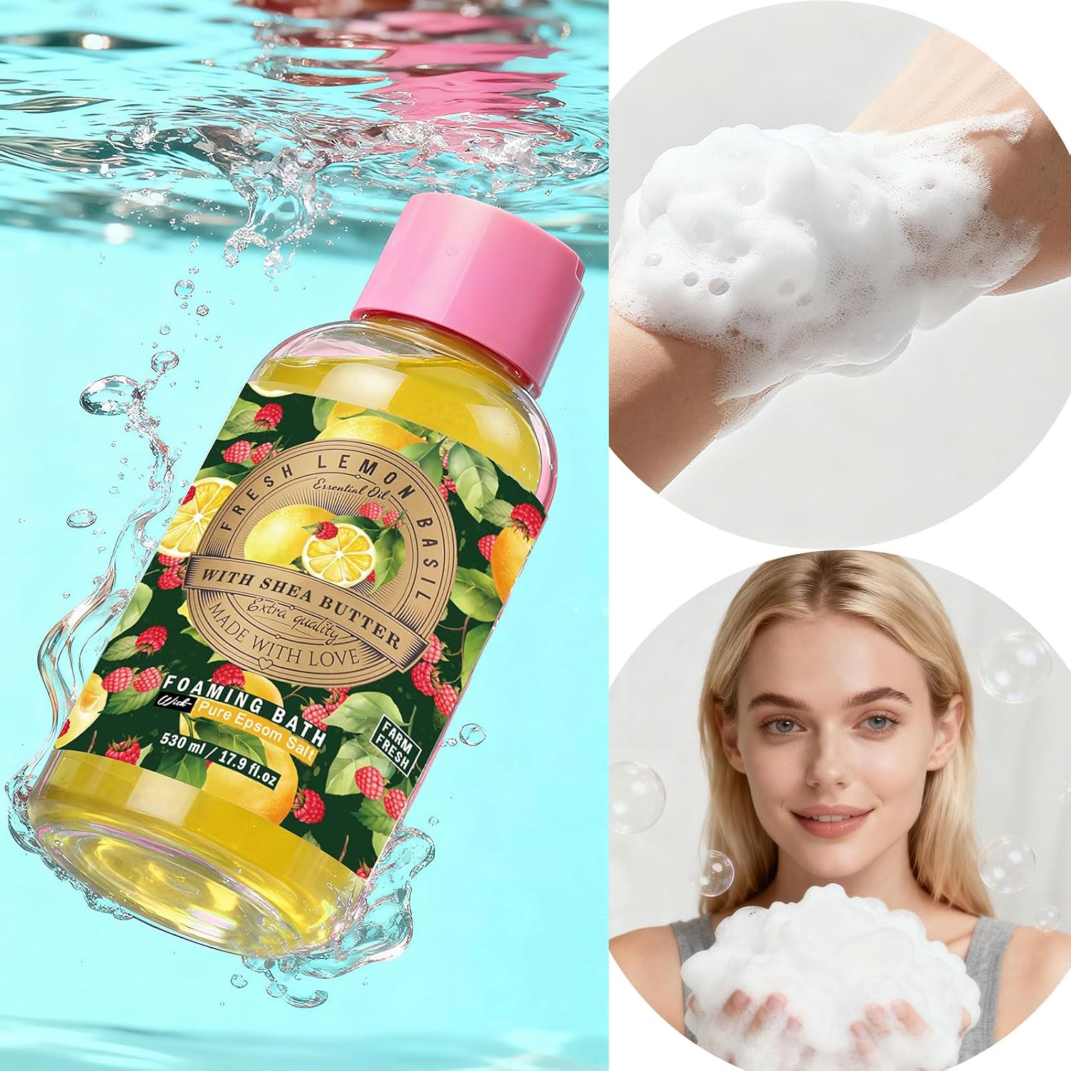 17.9 Fl Oz Foaming Bath with Essential Oil, Epsom Salt, Moisturize Soften