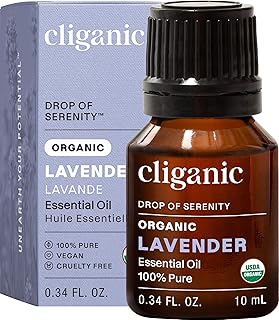 Cliganic Organic Lavender Essential Oil - 100% Pure Natural Undiluted, for Aromatherapy Diffuser | Non-GMO Verified