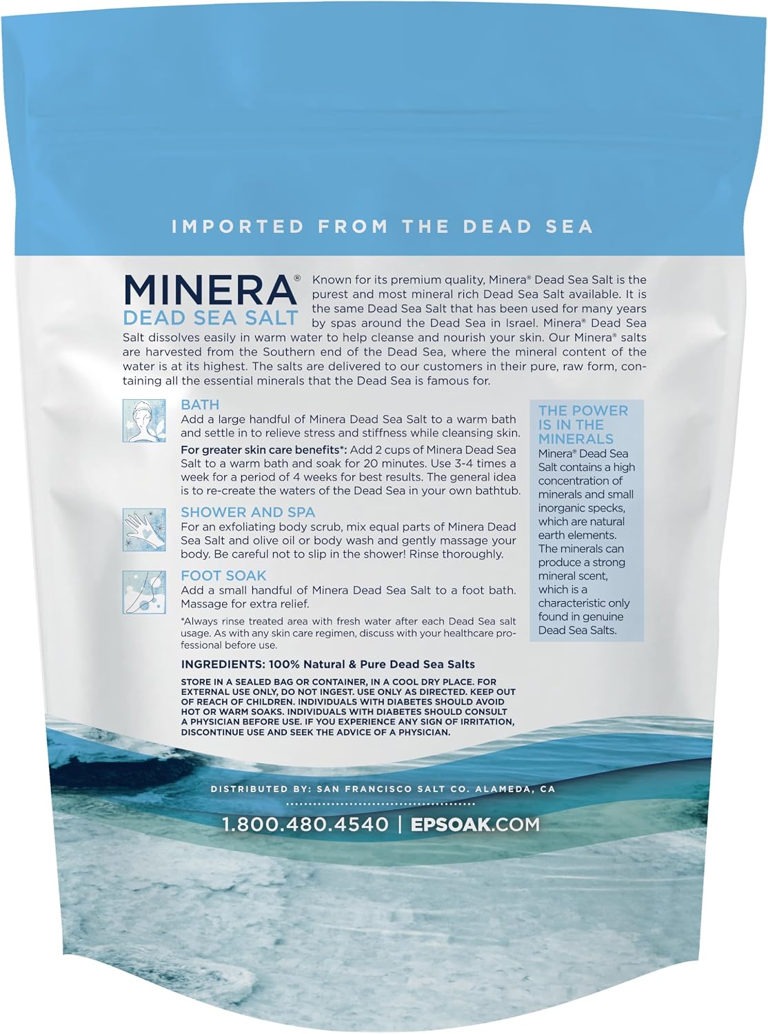 Minera Fine Grain Dead Sea Salt for Bath & Soaking – 15 lbs (3 x 5 lb Bags), Fast-Dissolving, 100% Pure & Natural, Unscented, Skin-Nourishing Bulk Sea Salt