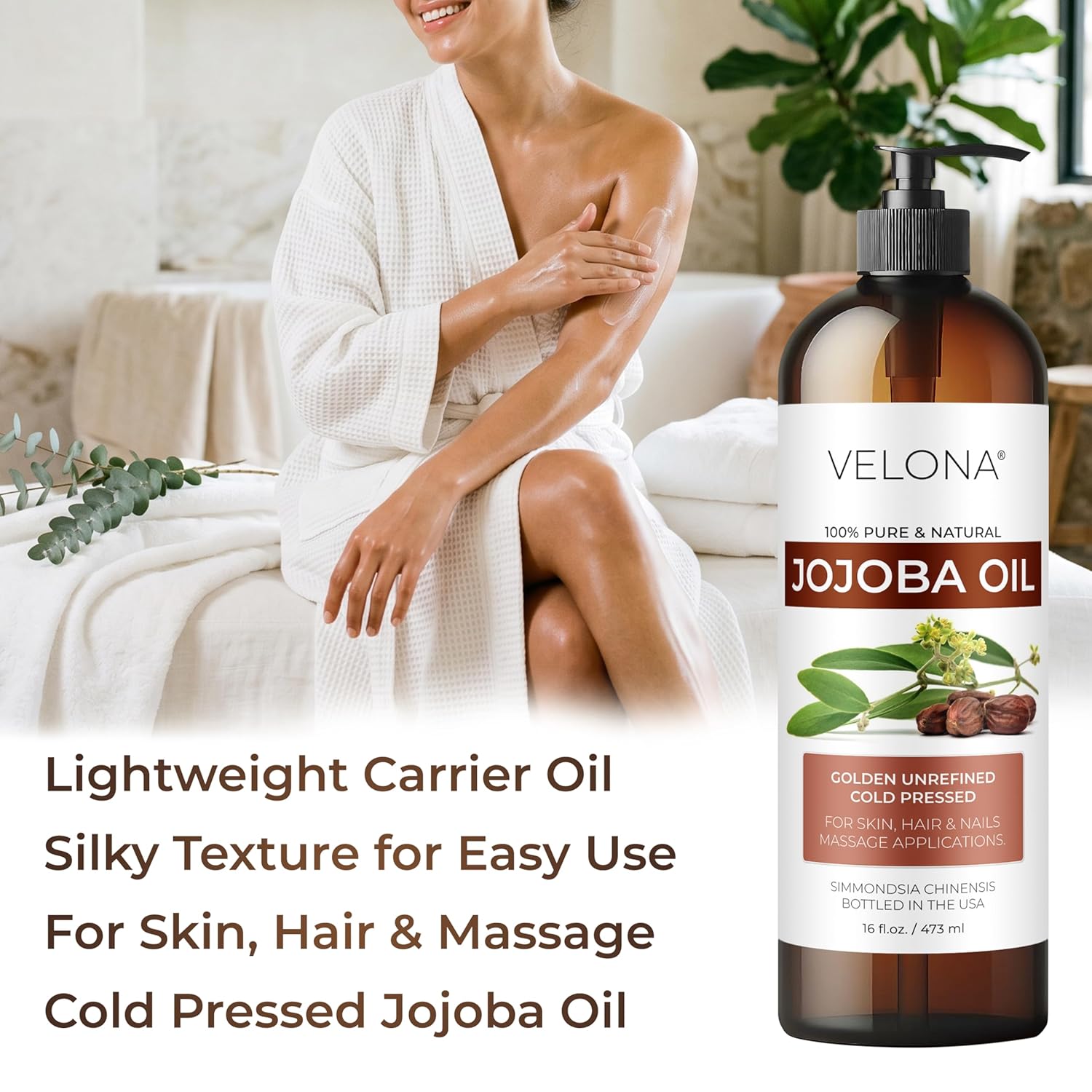velona Jojoba Oil Bulk - 1 Gallon / 128 Fl Oz - Pure Cold Pressed Golden for Hair, Skin, Face & Body – Unrefined & Hexane Free