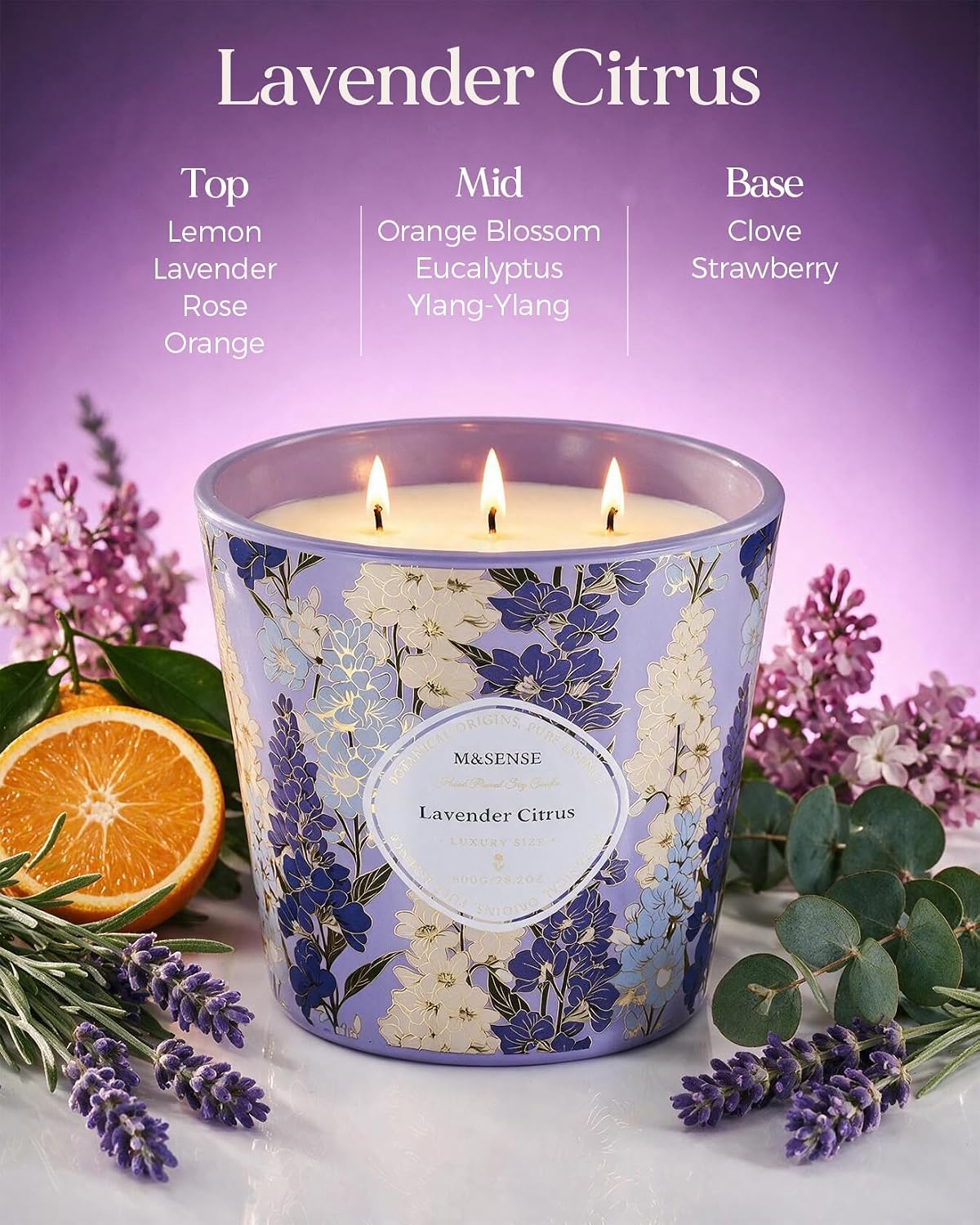 M&SENSE Lavender Citrus Scented Candle