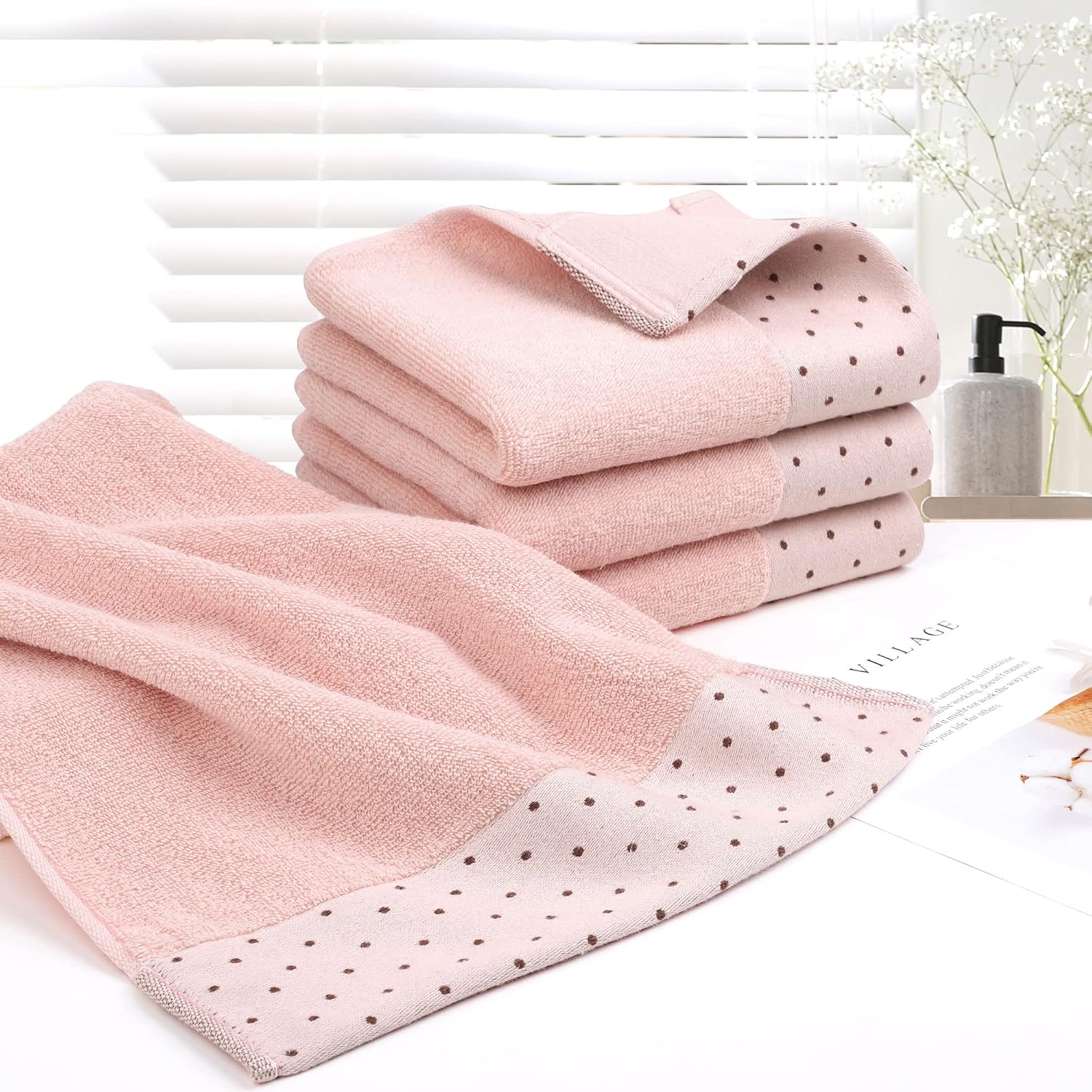 PiccoCasa Luxury Pink Hand Towels, Bathroom Hand Towels - Soft Absorbent | 14 x 30 Inch | 600 GSM 100% Cotton | Towels for Bathroom, Gym, Salon, Spa, Shower, Hotel | Set of 4