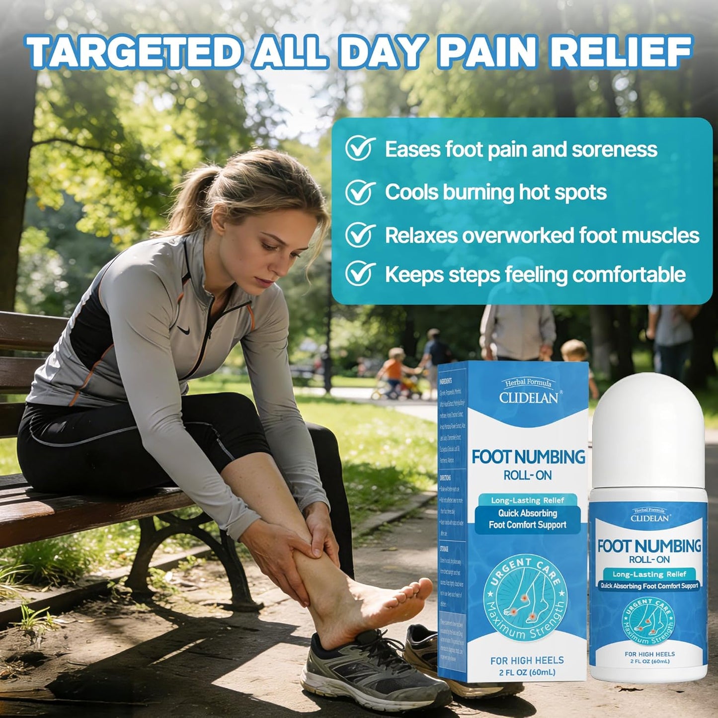 Herbal Foot Pain Relief Roll On - Muscle&Leg Pain Relief Roll-on for High Heels,Travel,Sports -Instant Cooling Relief for Feet Fatigue,Long Standing,First Aid Supplies,Stop Pain RollOn Extra Strength