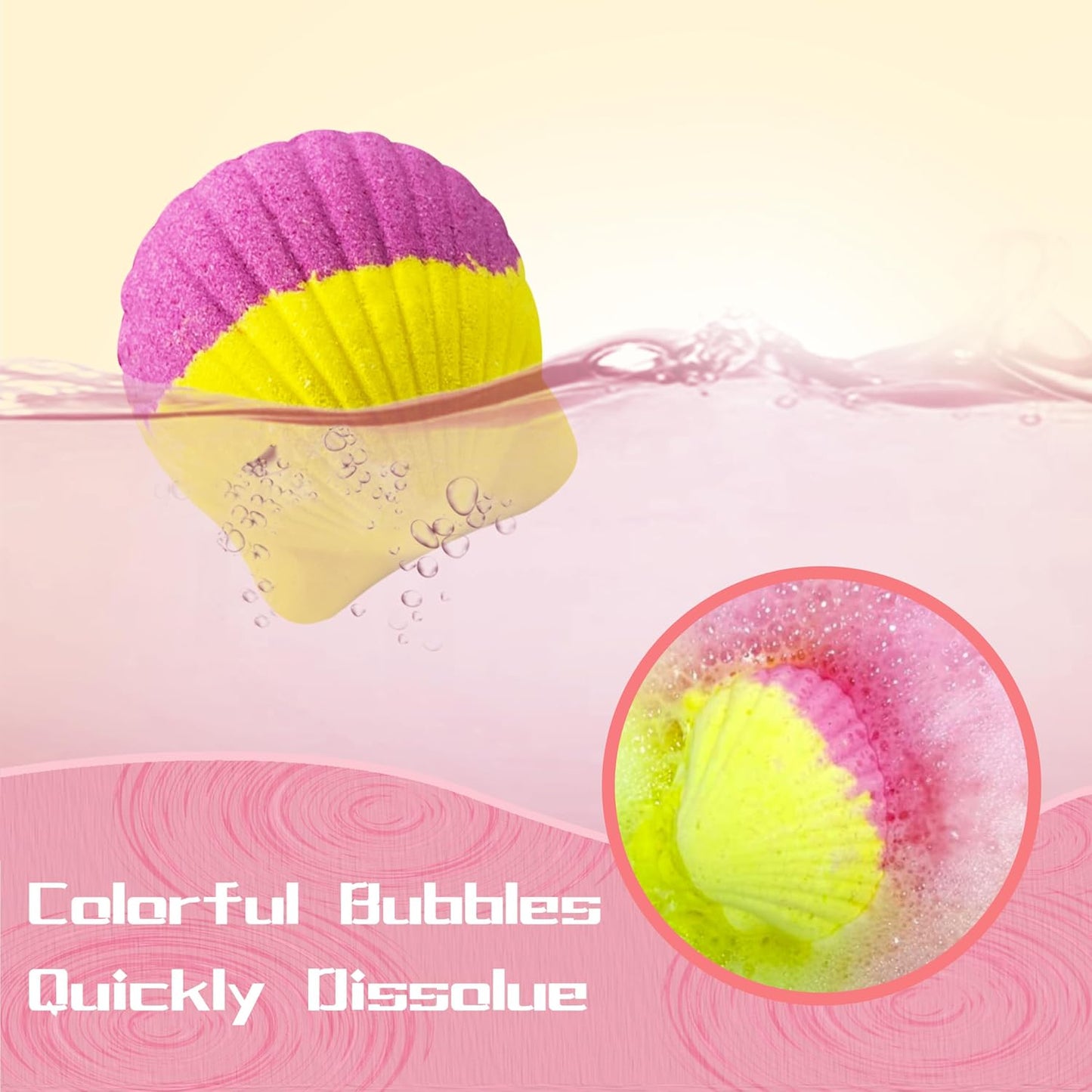 Kids Bath Bombs, 6 Pack Mermaid Bath Bombs for Kids, 4 Oz Natural Organic Bubble Shells with Surprise Jewelry, Perfect Birthday, Christmas Party