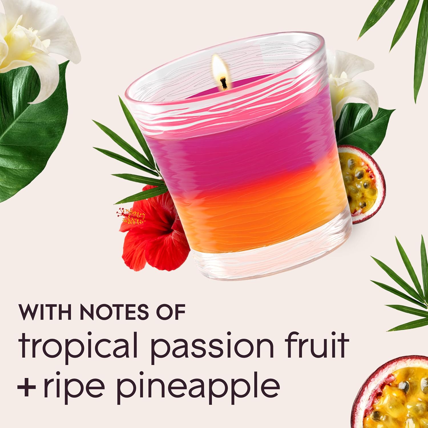 Glade 1-Wick 2in1 Scented Candle Jar, Hawaiian Breeze & Vanilla Passion Fruit, Air Freshener Infused with Essential Oils, 4.08 Oz, 3 Count
