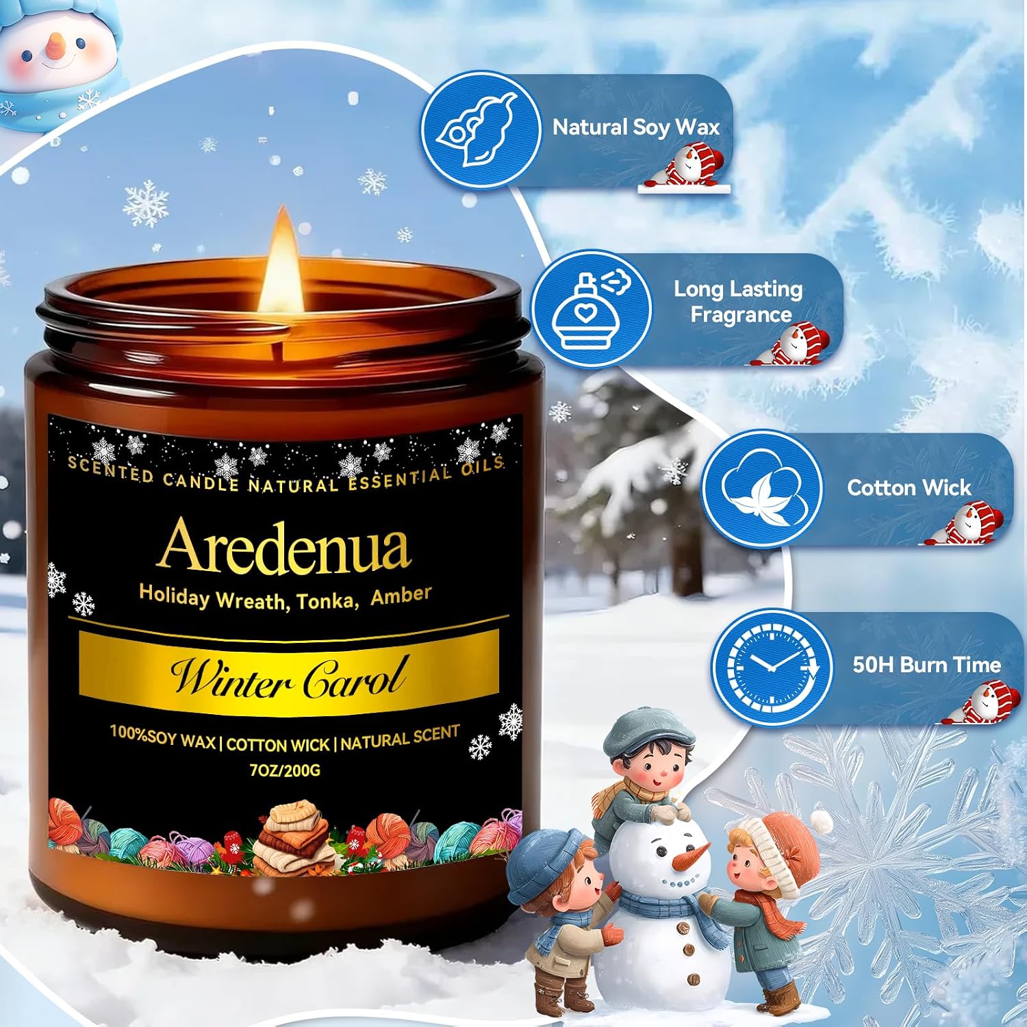 Warm Cashmere Scented Candle – Warm Luxe Cashmere & Soft Vanilla Notes, Cozy Clean Scent, Natural Soy Wax Candles, Long Lasting Candle for Home & Relaxation - 7oz Aromatherapy Candles