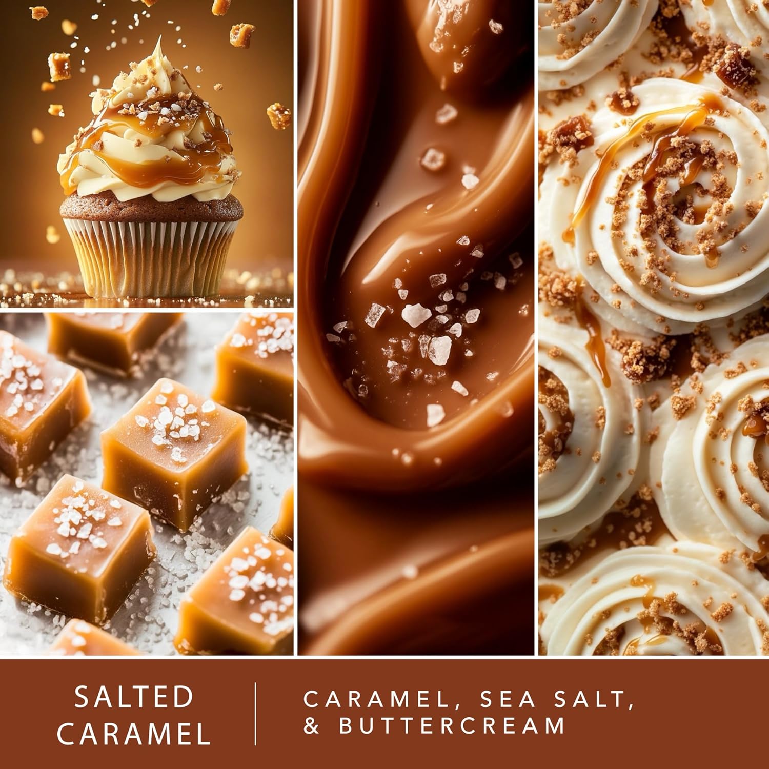ScentSationals Salted Caramel Scented Wax Melts - Caramel, Sea Salt, & Buttercream, 10oz (24 Cubes)