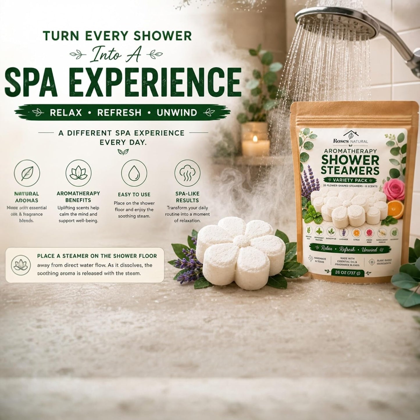 Shower Steamers Aromatherapy Variety Pack – 20 Count, 8 Scents | Gifts for Women, Self Care Spa Gift Set