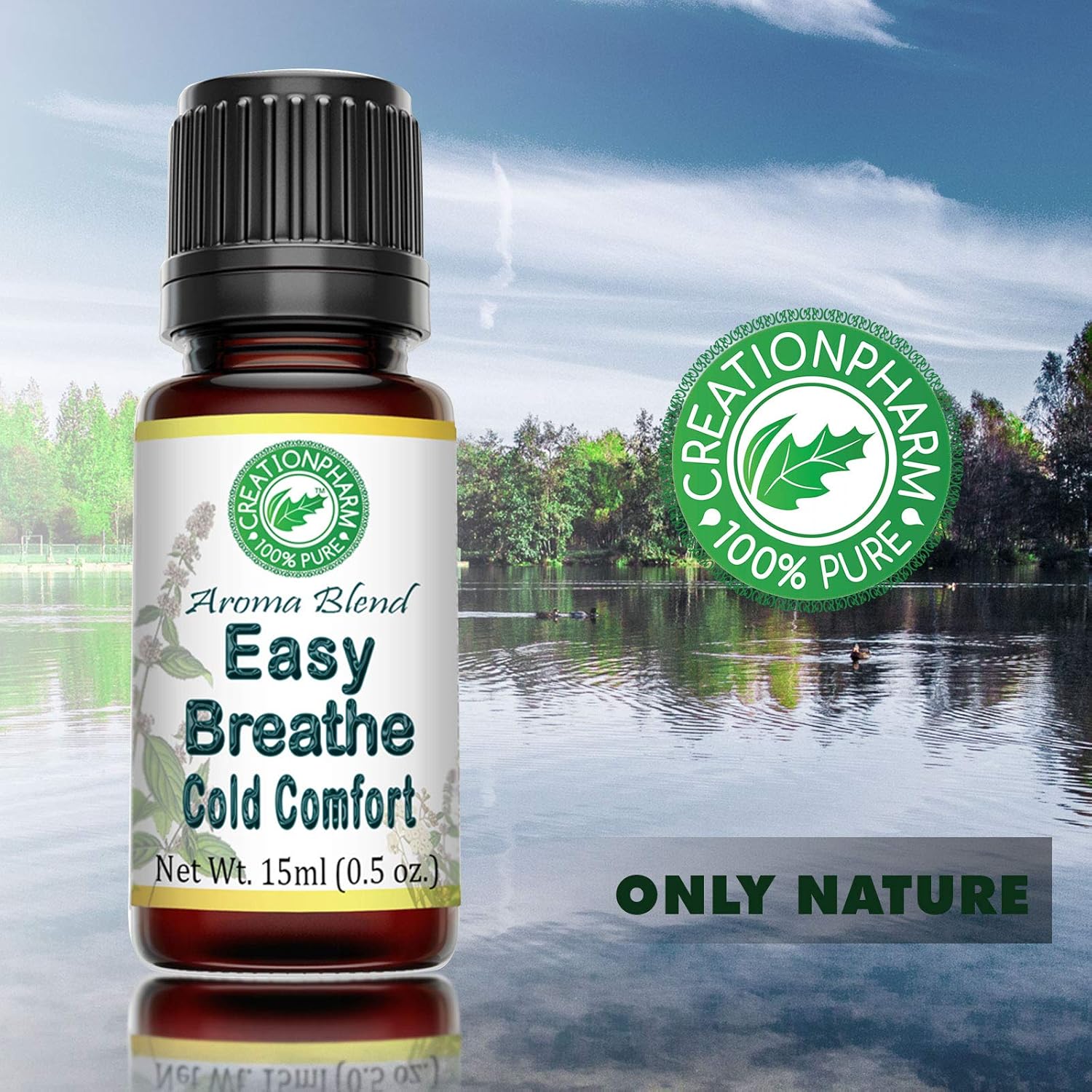 Easy Breathe Essential Oil Blend with Peppermint, Eucalyptus, Clary Sage, Rosemary, Cedar, Aromatherapy by Creation Pharm