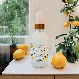 Lemon Scent Natural Room Linen Spray Clean Ingredients Made In USA Vegan Air Freshener Interior Long Lasting Pet Friendly Kitchen Bathroom Home Essential Oil Odor Eliminator
