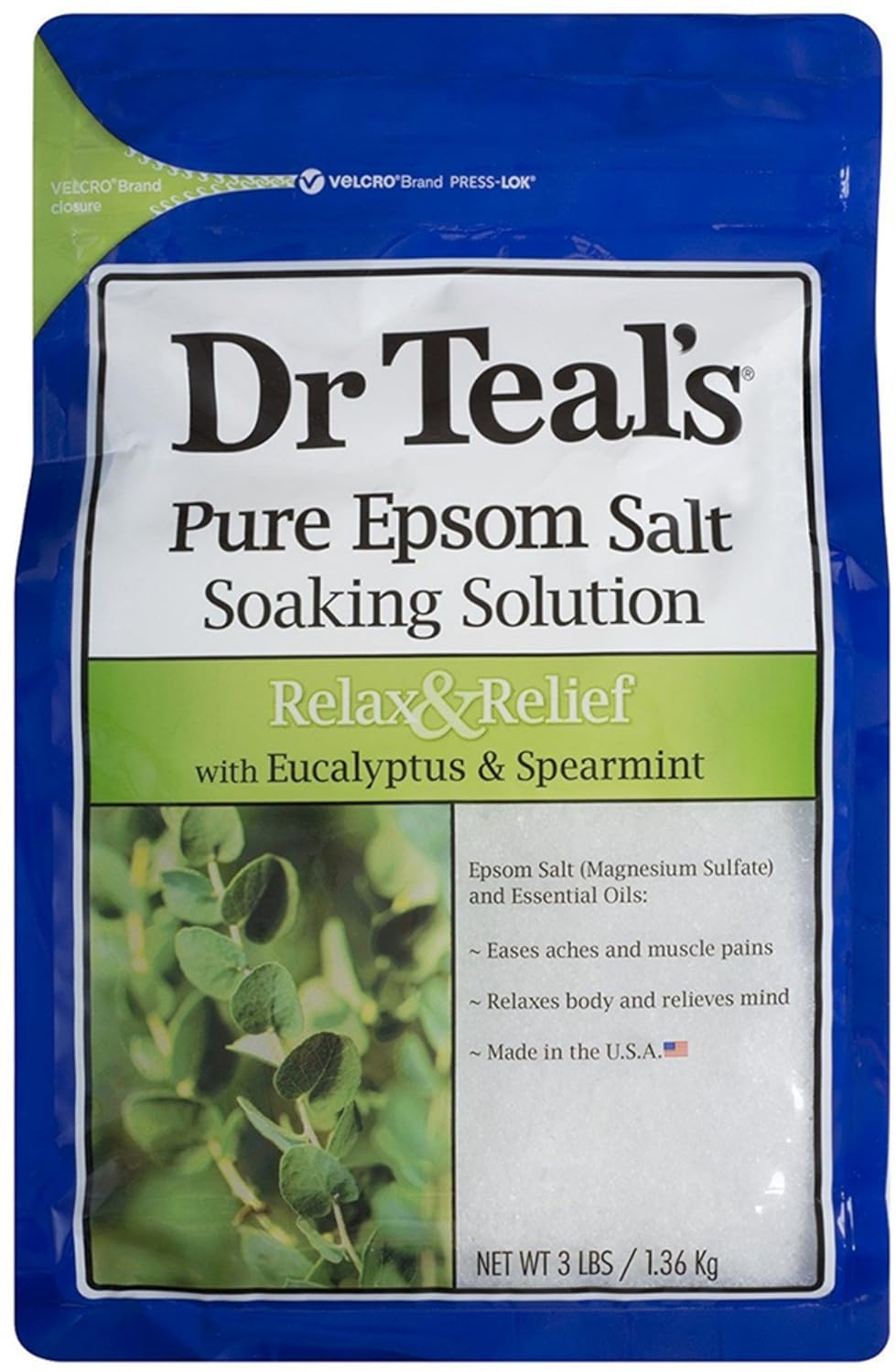 Dr Teal's Epsom Salt Bath Soaking Solution, Eucalyptus and Lavender, 2 Count, 3lb Bags - 6lbs Total