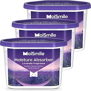 Moisture Absorbers, Fast Acting Lavender Scent Humidity Absorber & Odor Eliminator for Closet, Bathroom, Basement, Car & RV, 3 Pack