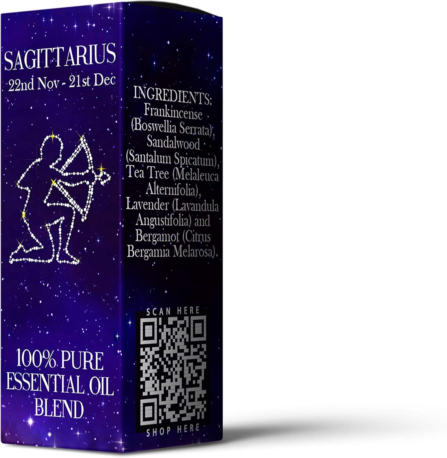 Mystix London | Sagittarius Zodiac Sign Astrology Essential Oil Blend 10ml | Woody Citrus Aroma | Bergamot Citrus Bergamia Frankincense Boswellia Serrata