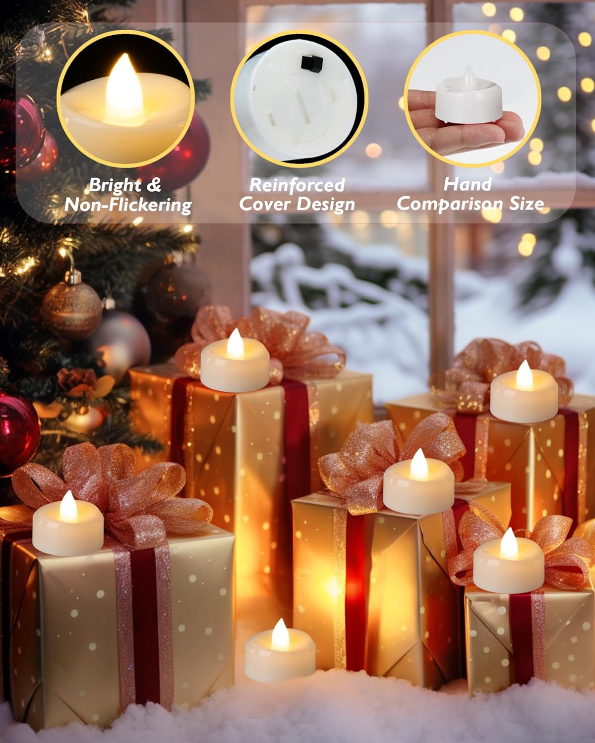 BEICHI Flameless Candles, 12/24/50/100/150 Pack Tea Lights Battery Operated, No Flickering Votive Candles LED Tea Lights for Halloween Christmas Wedding Home (12 Pack, Warm White)