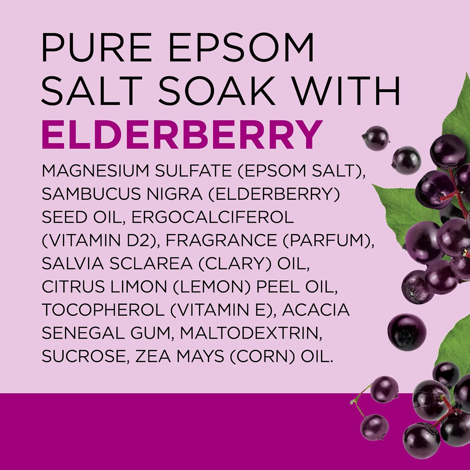 Dr Teal's Epsom Salt Magnesium Soak, Black Elderberry with Vitamin D, 3 lbs
