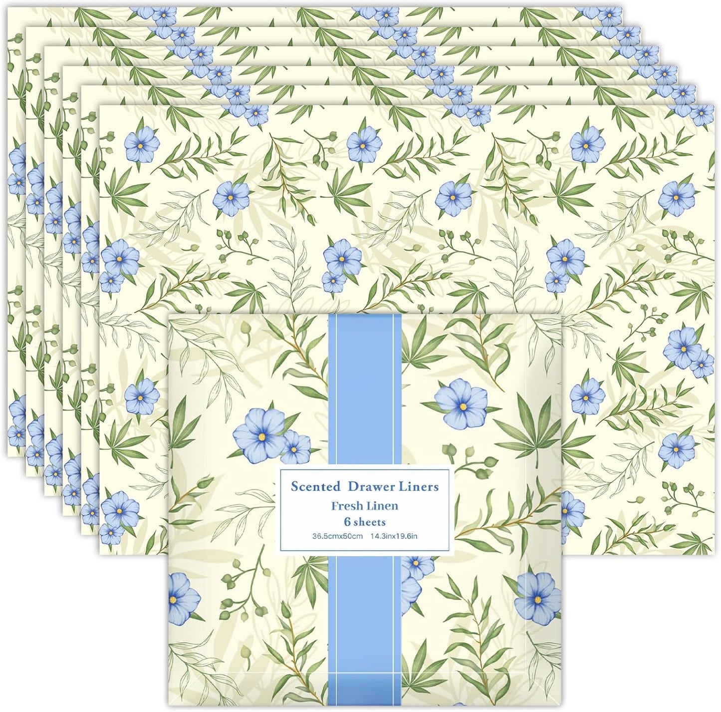 SCENTORINI Fresh Linen Drawer Liners Shelf Liners, 14.3 x 19.6 Inch 6 Sheets, Scented Drawer Liners for Dresser Bedroom Home Shelf Closet