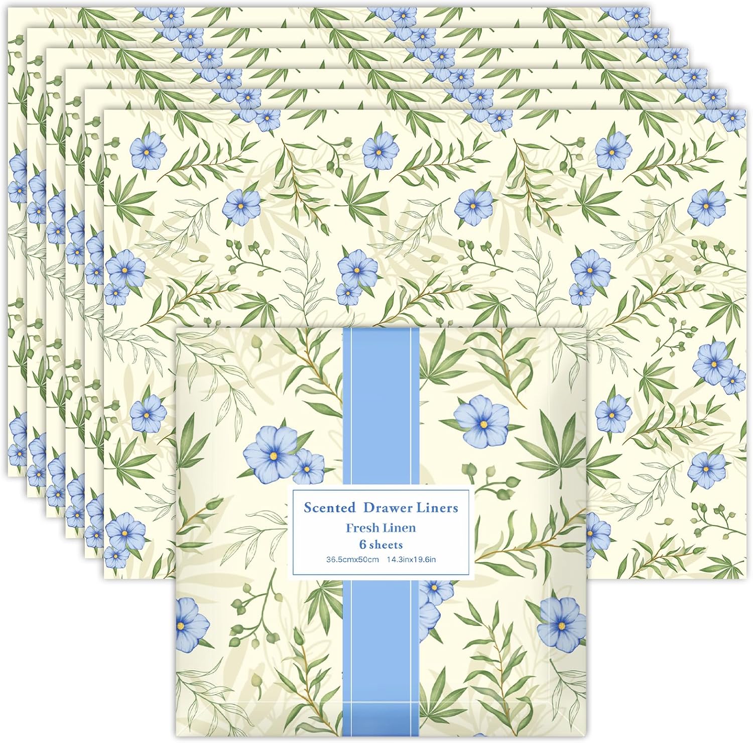 SCENTORINI Fresh Linen Drawer Liners Shelf Liners, 14.3 x 19.6 Inch 6 Sheets, Scented Drawer Liners for Dresser Bedroom Home Shelf Closet