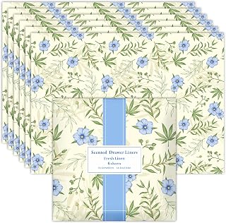 SCENTORINI Fresh Linen Drawer Liners Shelf Liners, 14.3 x 19.6 Inch 6 Sheets, Scented Drawer Liners for Dresser Bedroom Home Shelf Closet