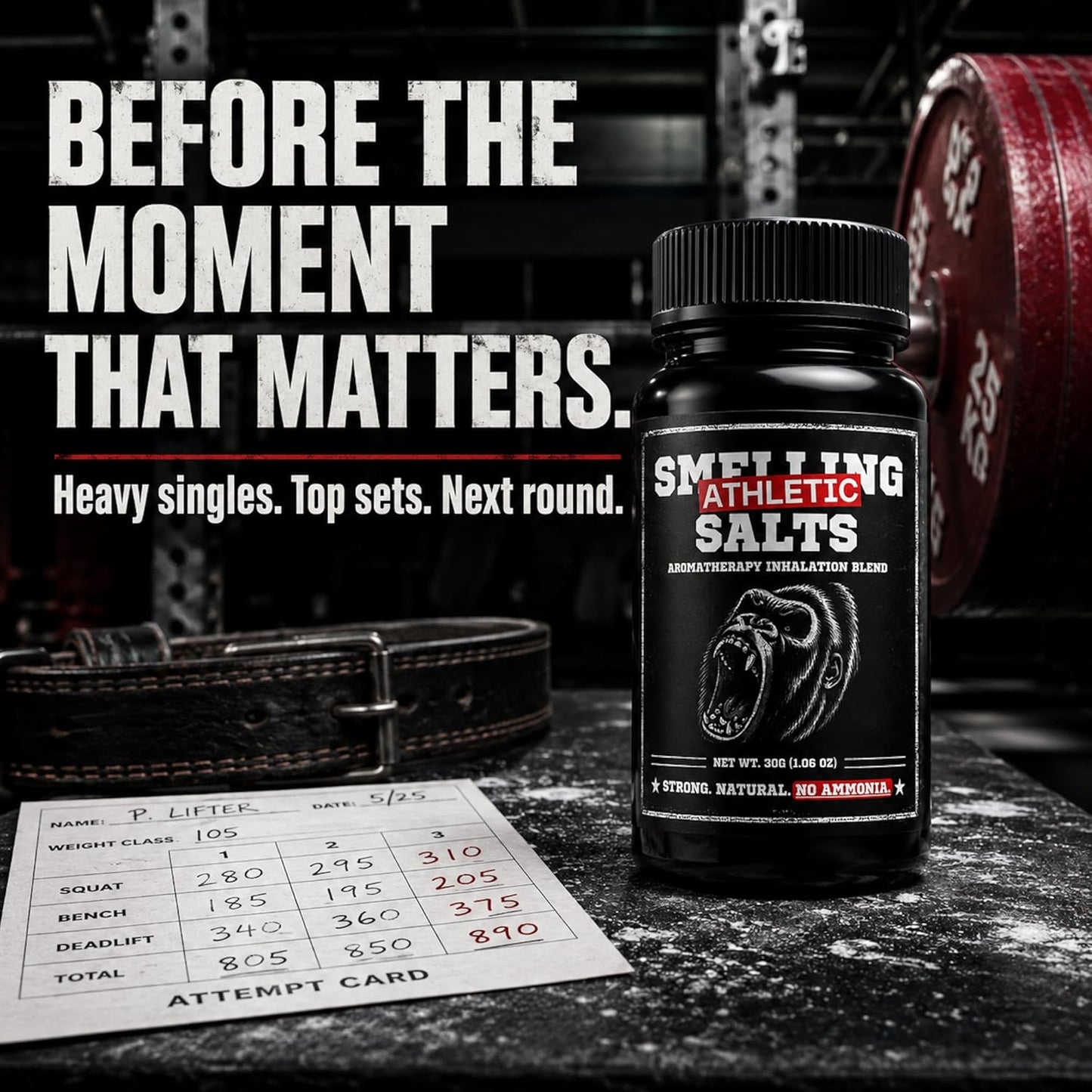 Athletic Salts - Strong Scent - Sports, Powerlifting, Weightlifting, Hockey & Gym, Strong Aromatic Inhalation Blend, 30g