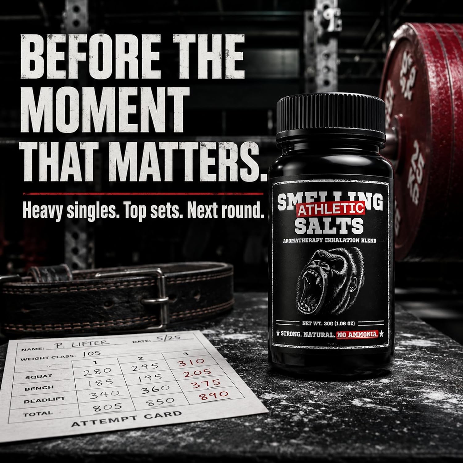 Athletic Salts - Strong Scent - Sports, Powerlifting, Weightlifting, Hockey & Gym, Strong Aromatic Inhalation Blend, 30g
