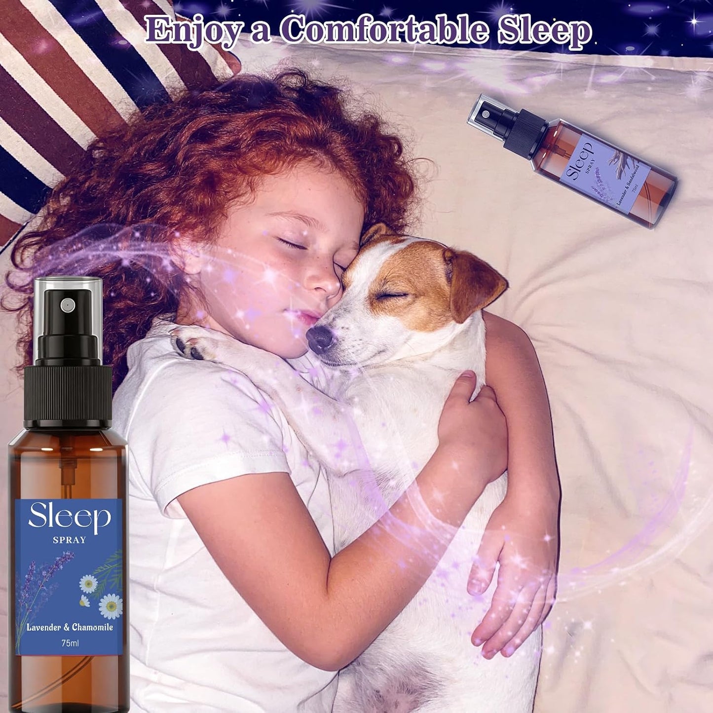 STRN Room Spray with Lavender Essential Oil for Sleep, Sleep Spray, Pillow Spray, 2 Scents - Lavender & Chamomile, Sandalwood, Sweet Dream Fragrance Mist, 75 ML x 2 Bottles