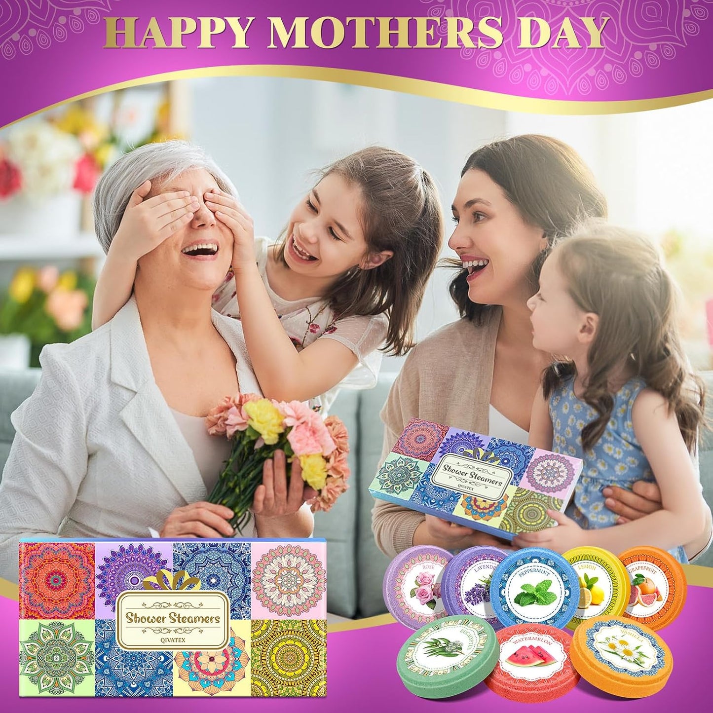 Qivatex Shower Steamers Aromatherapy, SPA Relaxation Shower Bombs for Women | Great Birthday Gifts for Women, Mom, Wife, Sister and Teen girls. Ideal Present for Christmas and Daily Relaxation