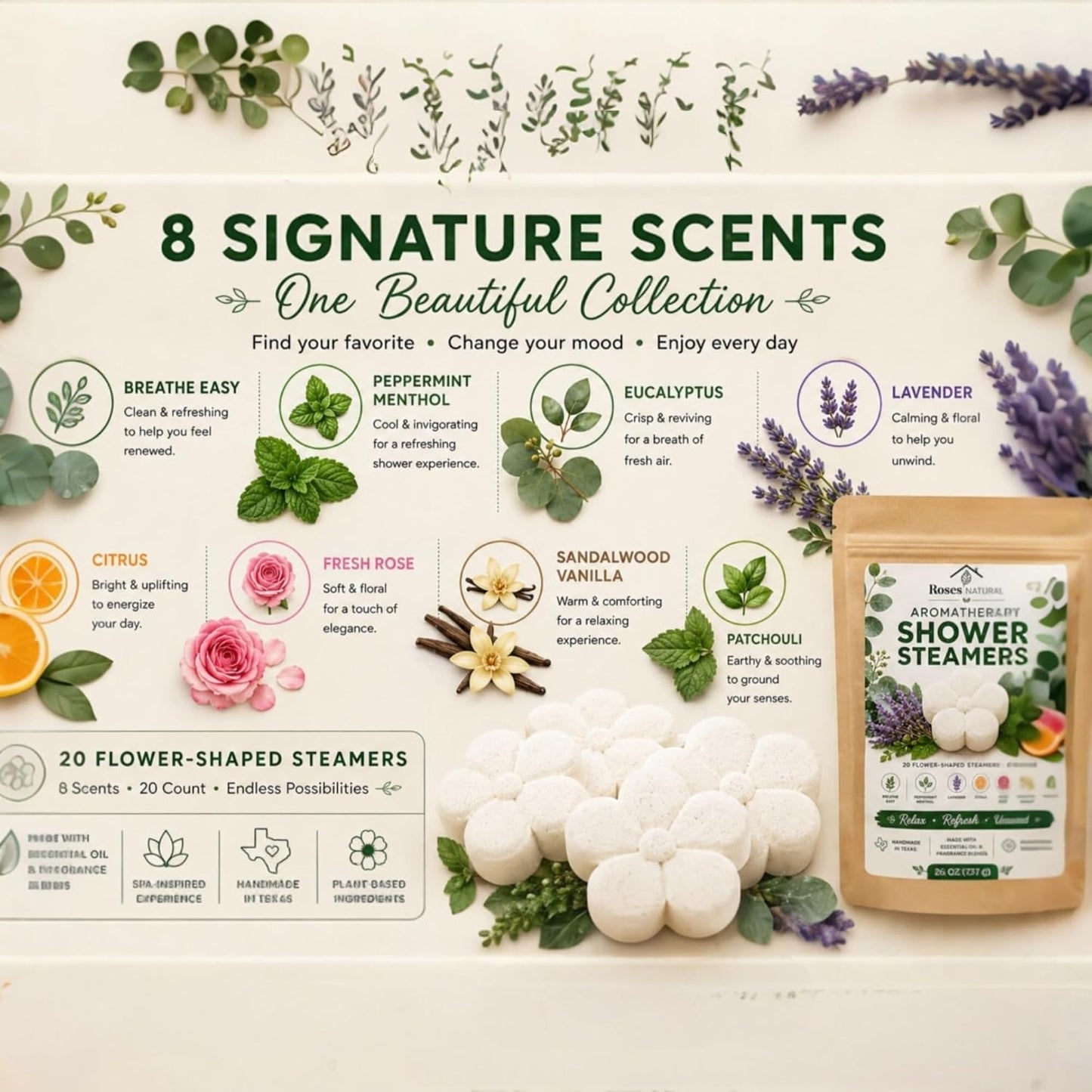 Shower Steamers Aromatherapy Variety Pack – 20 Count, 8 Scents | Gifts for Women, Self Care Spa Gift Set