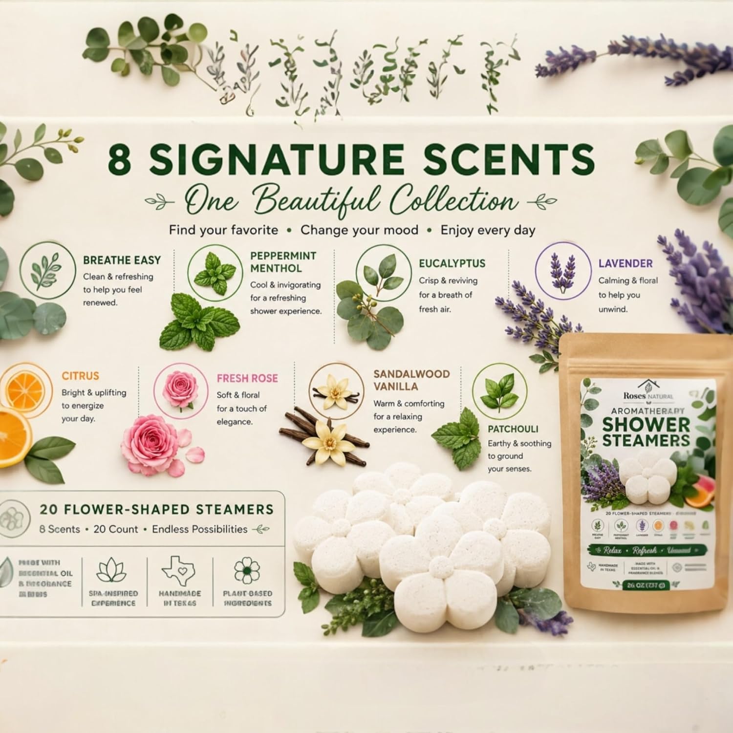 Shower Steamers Aromatherapy Variety Pack – 20 Count, 8 Scents | Gifts for Women, Self Care Spa Gift Set