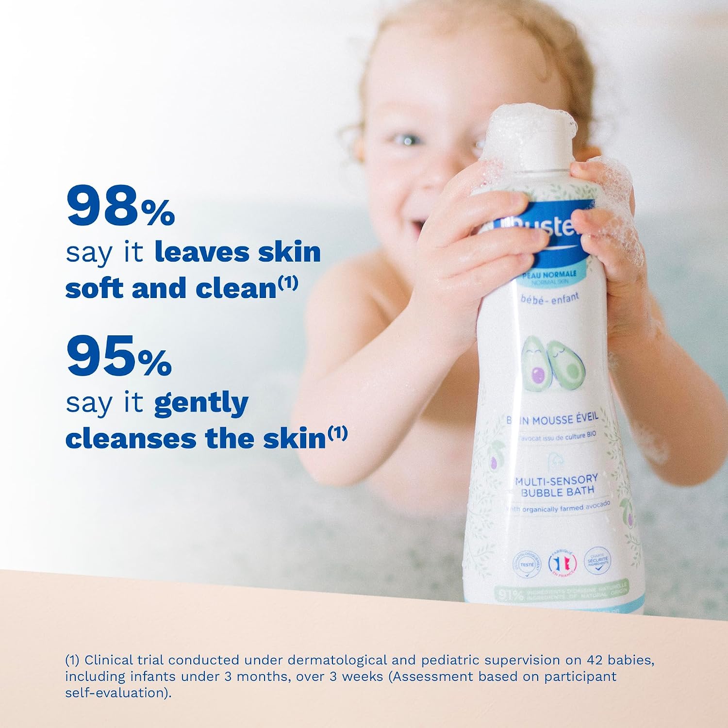 Mustela Baby Multi-Sensory Bubble Bath with Natural Avocado – Biodegradable Formula - 6.76 oz. – Packaging may vary