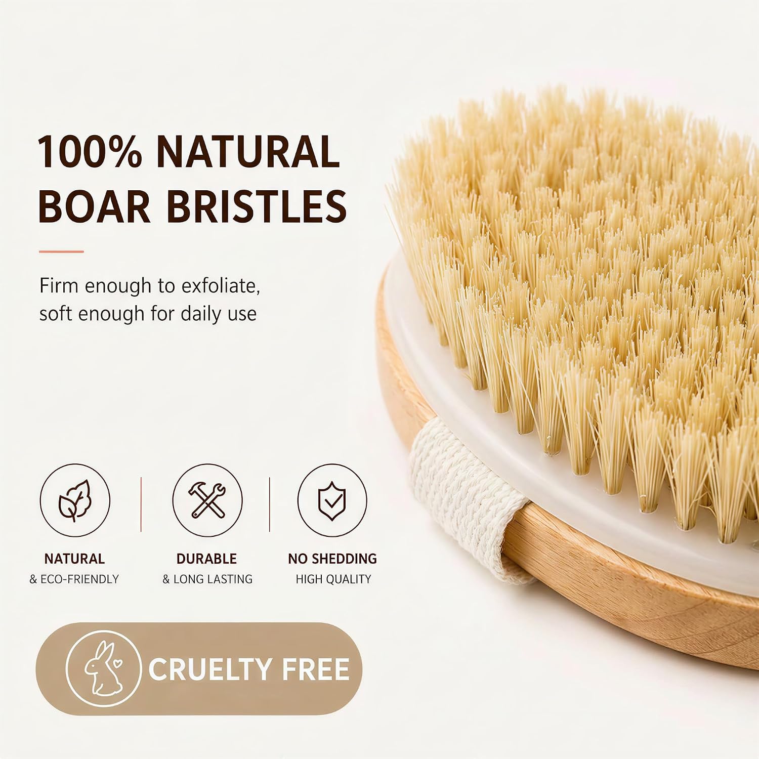 Zeutch Premium Dry Brushing Body Brush Set for Lymphatic Drainage and Cellulite Treatment, Boar Bristle Long Handle Face Cleansing Brush for A Glowing Skin, 5 Pack