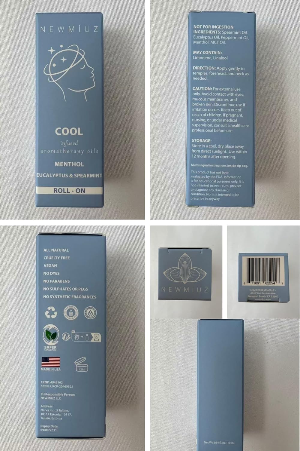 Cool Menthol Migraine Roll on Stick Natural Fast Cooling Peppermint Eucalyptus Aromatherapy Essential Oil for Headache Perfect Selfcare Gift Men Women