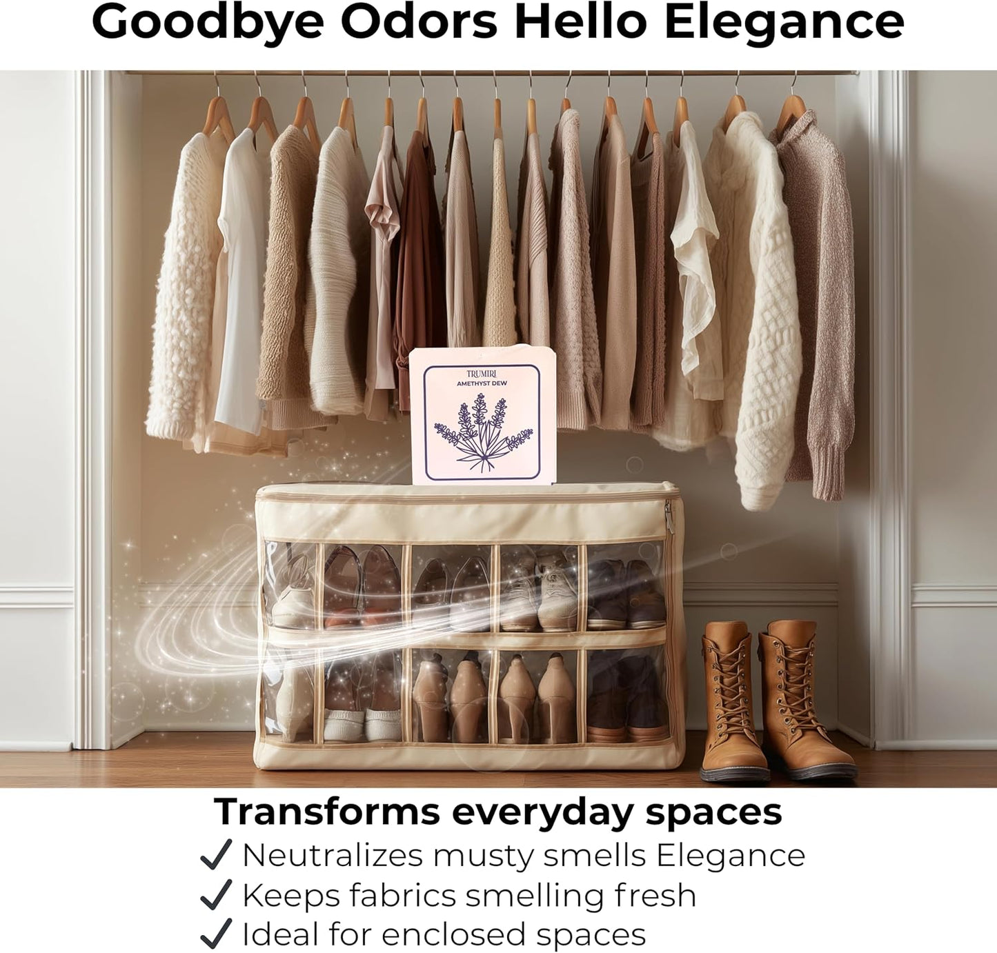Scented Sachets for Drawer and Closet Freshener with Long Lasting Scent - Variety Pack of 3 - Amethyst Dew|Orchid Essence|Rose Glow - Home Fragrance Sachet - Olores para Closet De Ropa