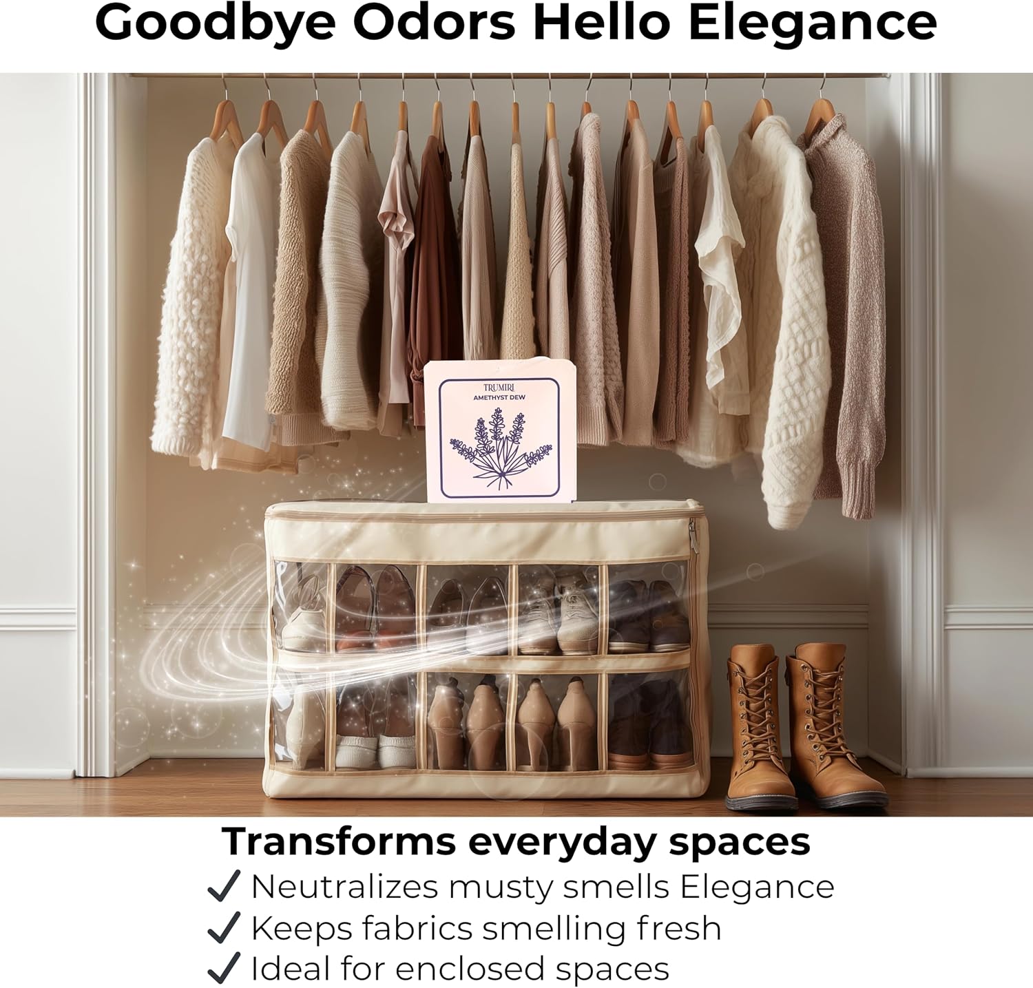 Scented Sachets for Drawer and Closet Freshener with Long Lasting Scent - Variety Pack of 3 - Amethyst Dew|Orchid Essence|Rose Glow - Home Fragrance Sachet - Olores para Closet De Ropa