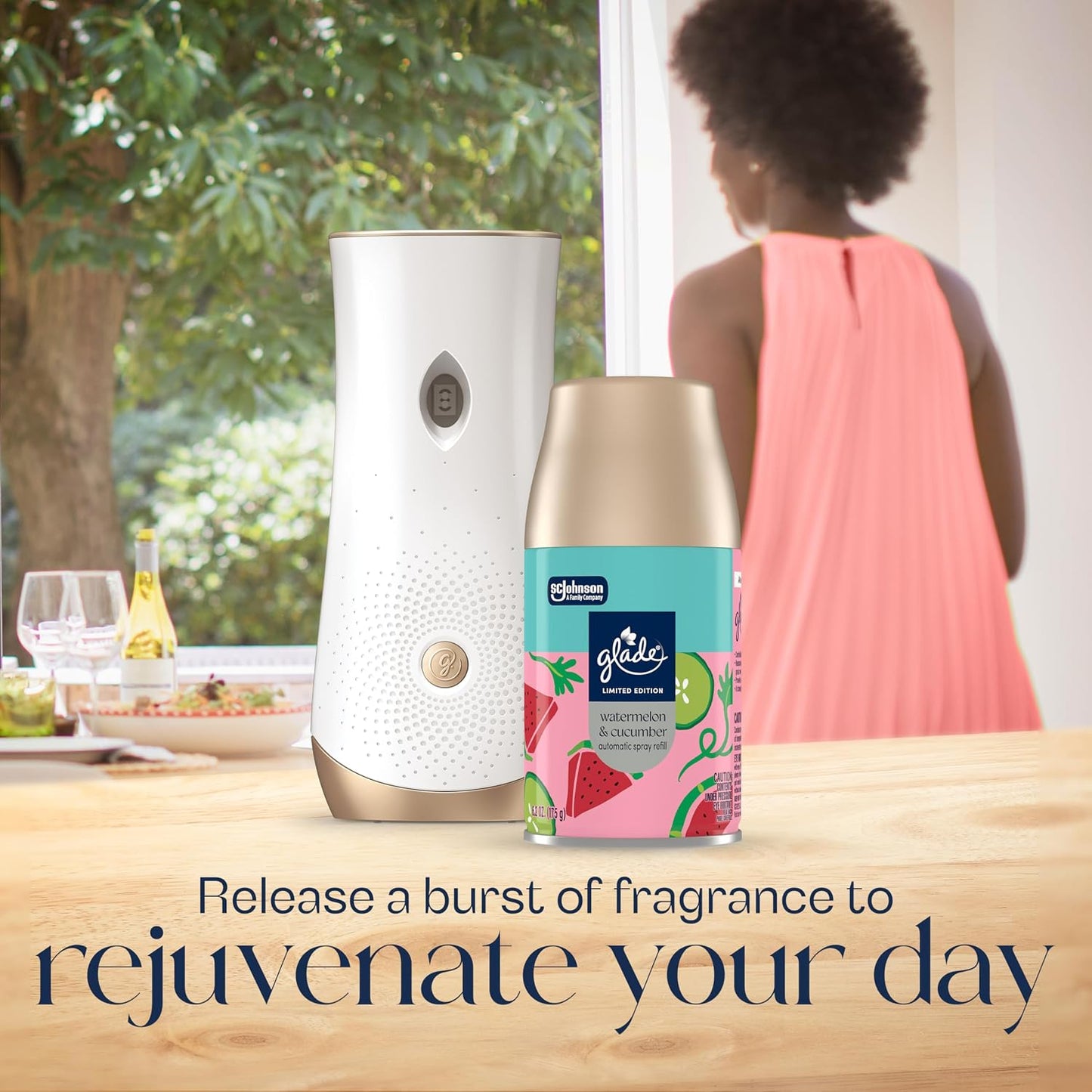 Glade Automatic Spray Refill, Watermelon & Cucumber, Scented Air Freshener for Home and Bathroom, 6.2 Oz
