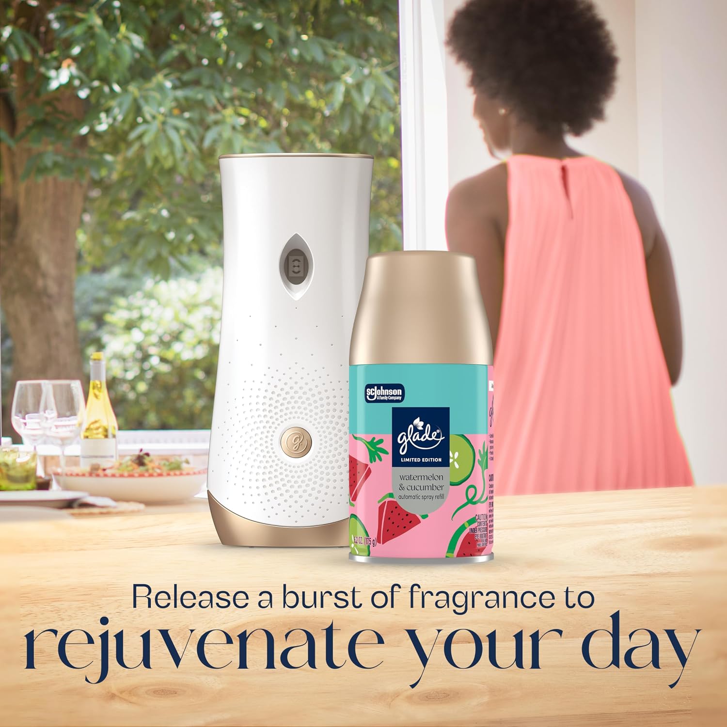 Glade Automatic Spray Refill, Watermelon & Cucumber, Scented Air Freshener for Home and Bathroom, 6.2 Oz