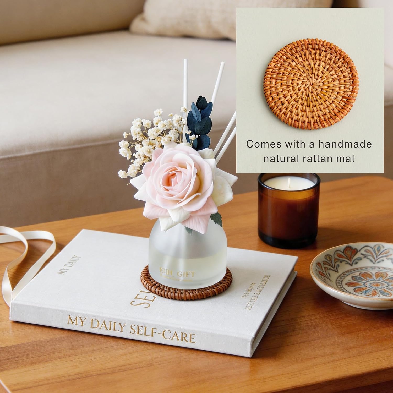 Reed Diffuser Set, 4.06 oz Scent Diffuser with 6 Sticks,Home Fragrance,Reed Diffuser for Bathroom Shelf Decor Jasmine Rose