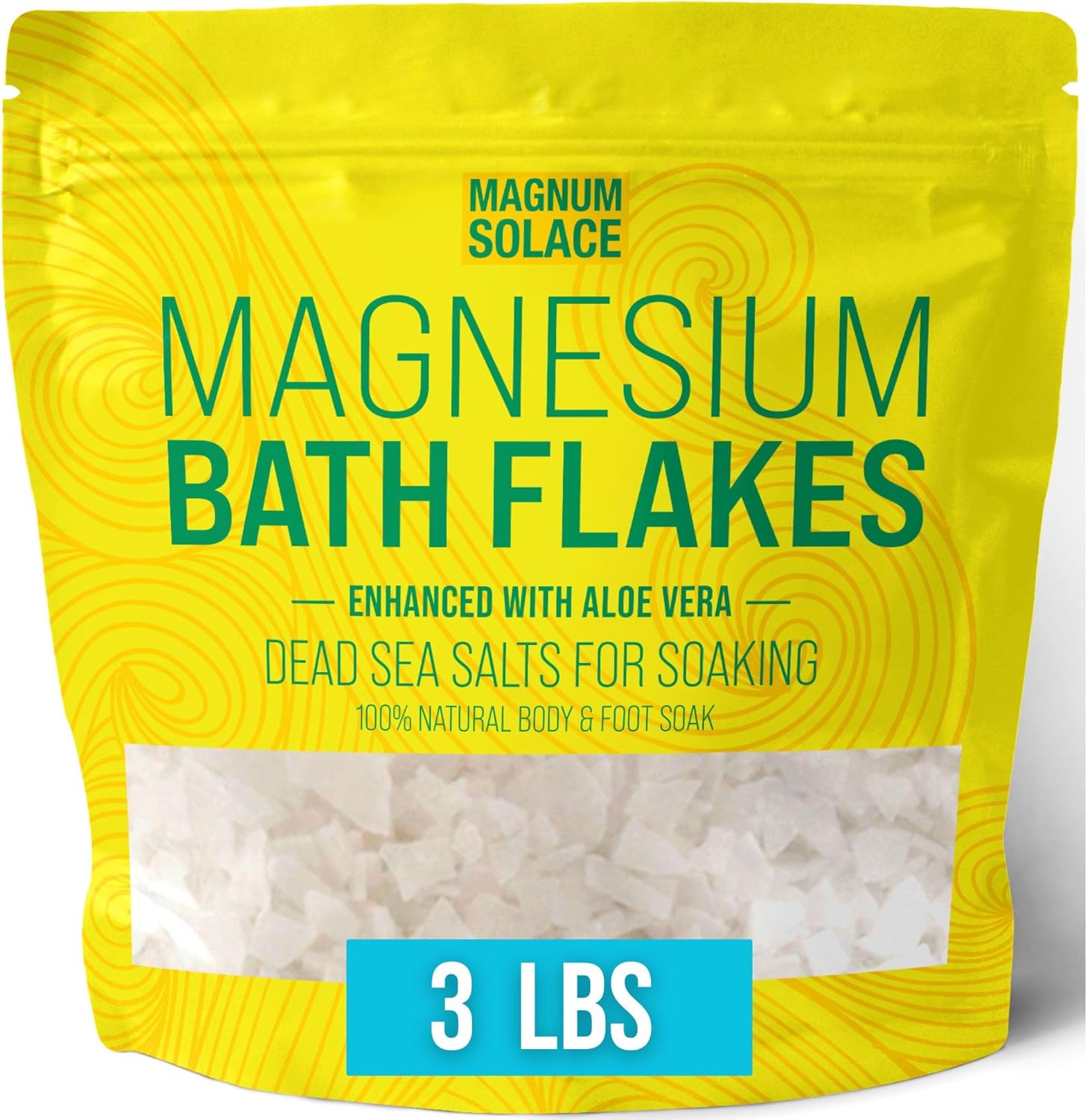 Magnesium Bath Flakes - Dead Sea Salt – Dead Sea Salts for Soaking – Magnesium Flakes for Bath - Enhanced with Aloe Vera (3 Pound)