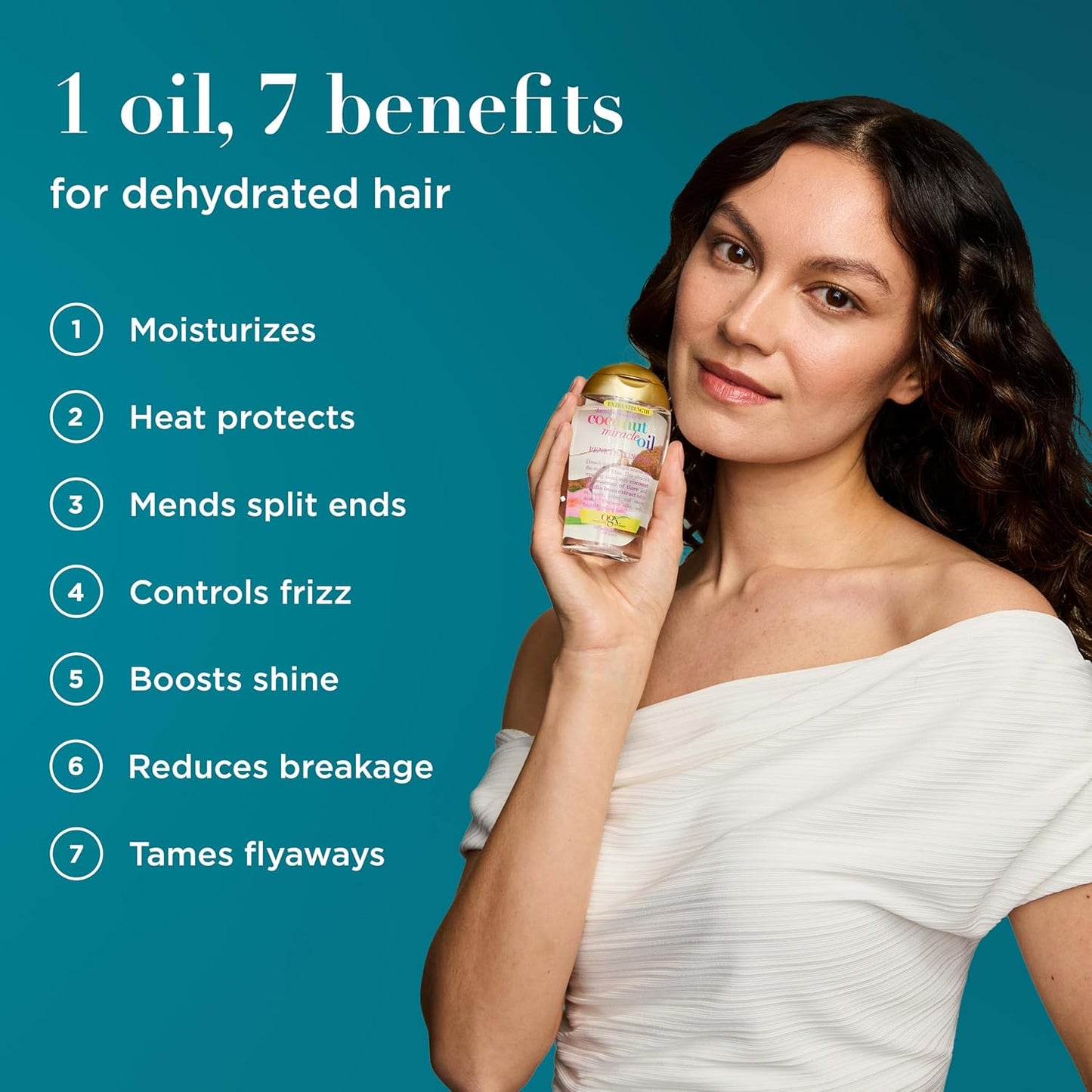 OGX Extra Strength Damage Remedy + Coconut Miracle Oil Penetrating Hair Oil Treatment, Extra Hydrating Anti-Frizz Oil for Coarse, Dry Hair, Paraben-Free, Sulfated-Surfactants Free, 3.3 Fl Oz