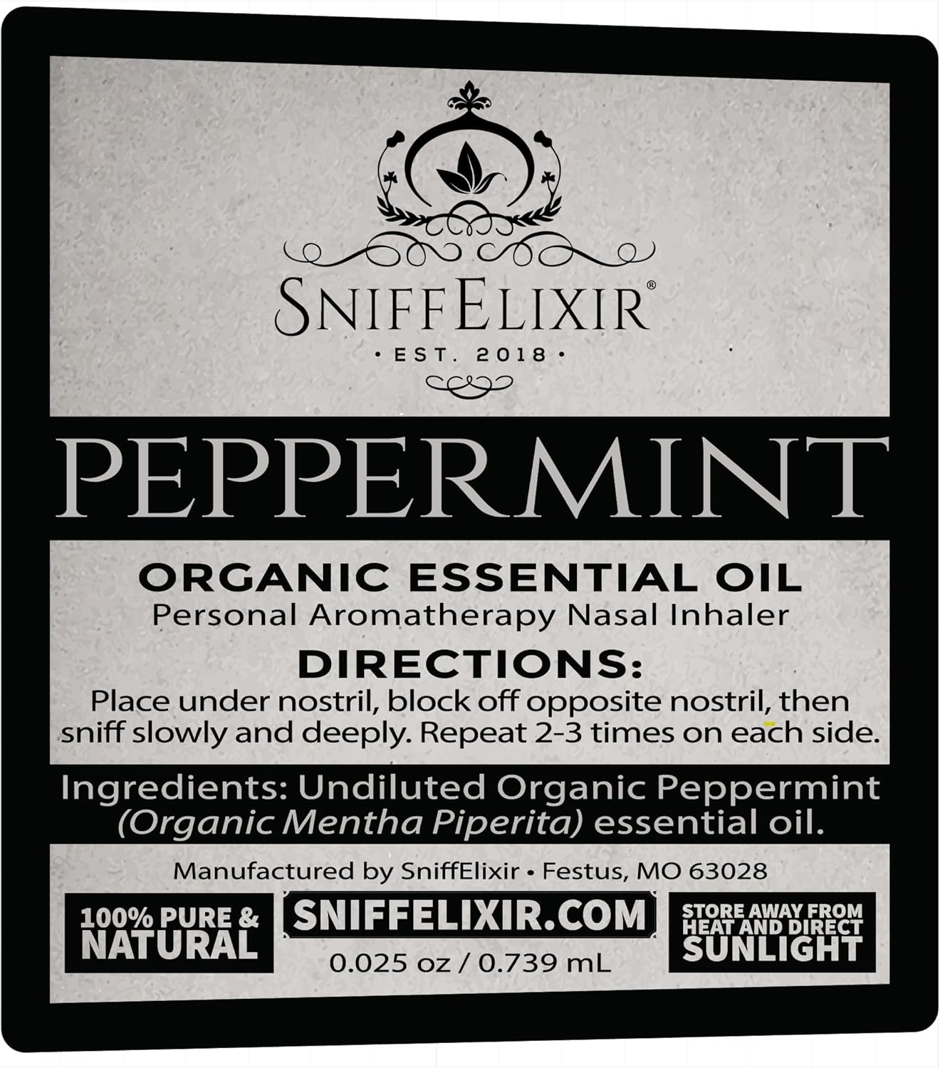 Peppermint Oil Aromatherapy Nasal Stick Vapor Inhaler for Migraine Relief - Nausea & Motion Sickness, USA Made with Organic Essential Oils, Tension Headache