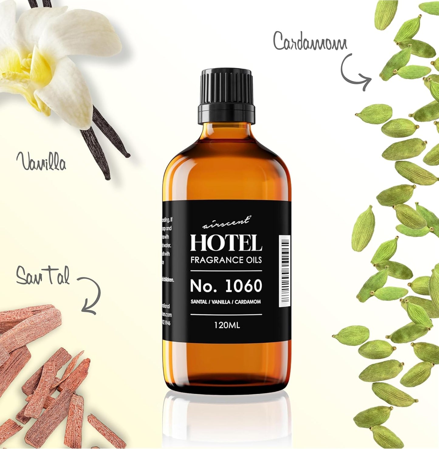 AirScent No.1060 Diffuser Oil - Santal, Vanilla, Cardamom - Fragrance Oil for Ultrasonic and Waterless Diffusers and Crafting - 10 mL, 0.34 fl oz Glass Dropper Bottle