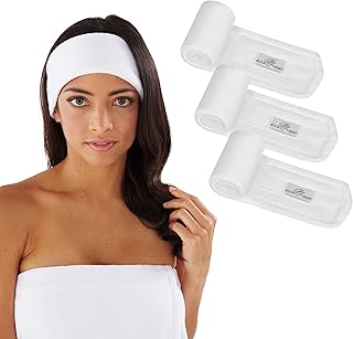 Boca Terry Makeup Headband, 100% Cotton Women's Adjustable Towel Headband for Washing Face, Facial, Cosmetic & Skin Care Treatments. 3-Pack