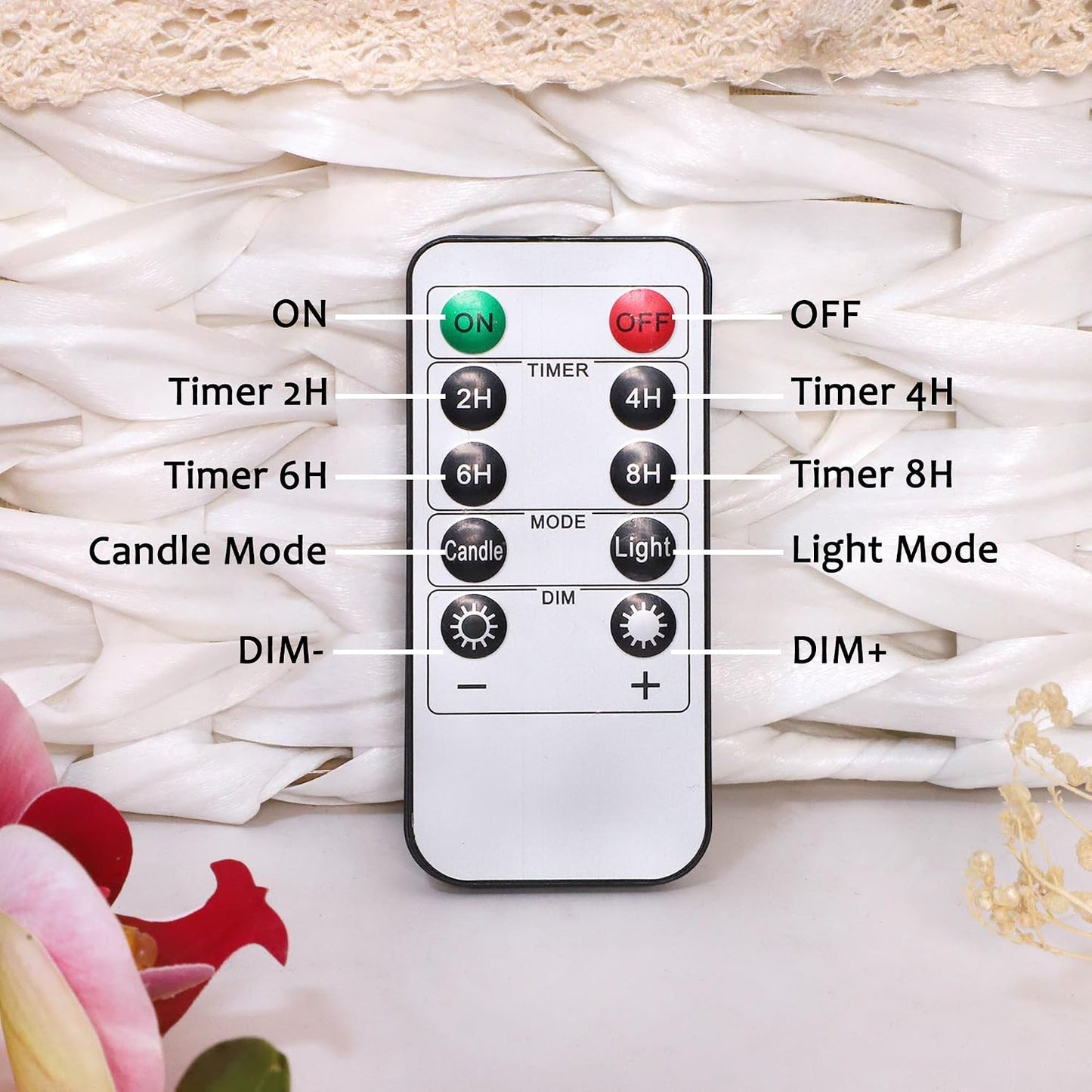 Flameless Candles with Remote Control, Flickering LED Glass Candles, Battery-Operated with Timer and Adjustable Brightness, Floral Branch Design for Home Decor and Wedding, Set of 3