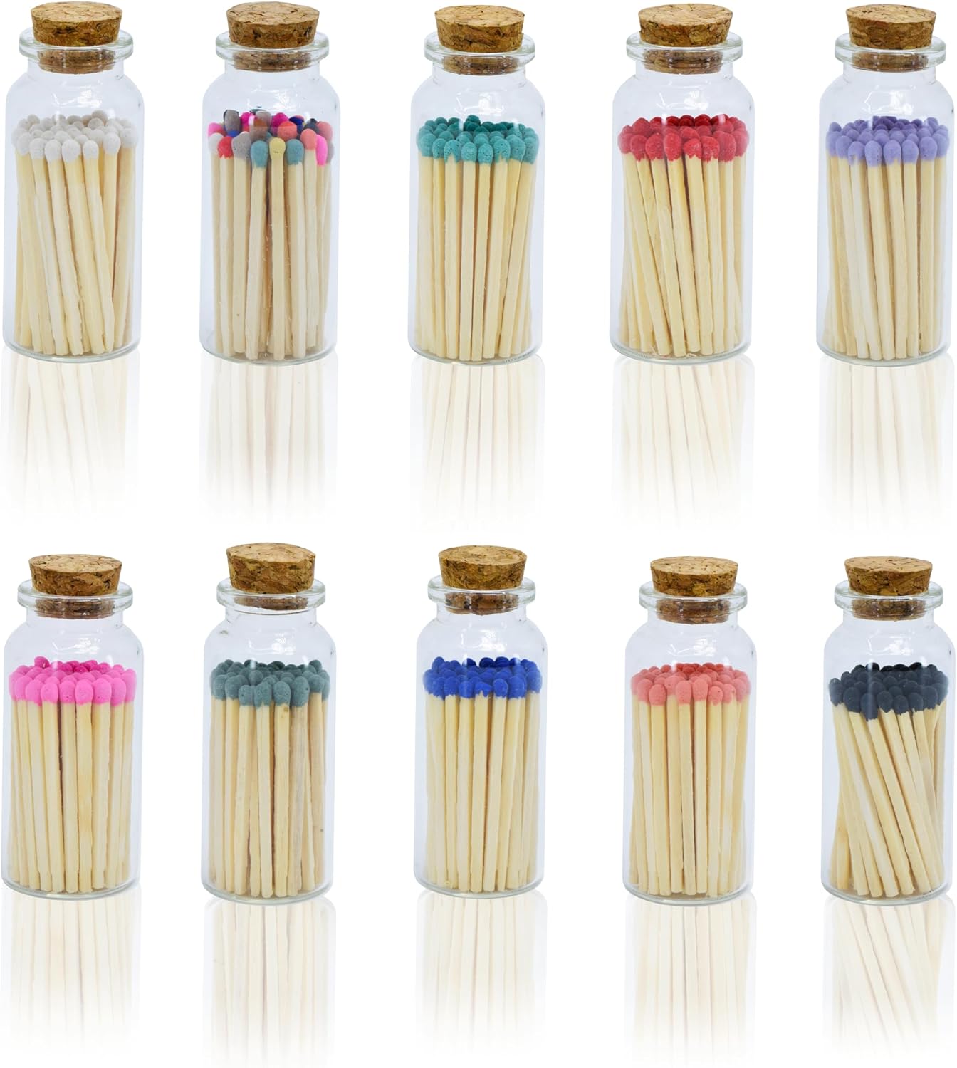 Chandler Studio 40+ Matchsticks Safety Matches in Jar - Strike On Bottle Glass Jar 2" Inch Matchsticks (10 Bottles, 40 Matchsticks Jar)