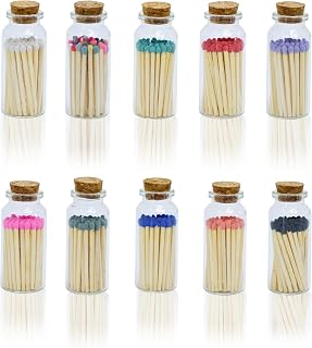 Chandler Studio 40+ Matchsticks Safety Matches in Jar - Strike On Bottle Glass Jar 2" Inch Matchsticks (10 Bottles, 40 Matchsticks Jar)