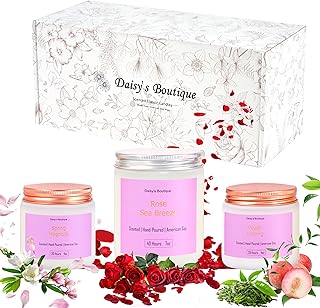 Scented Candles for Home Aromatherapy Candle Gift Present Set Soy Wax Long Lasting Gift Birthday Mother's Day Thanksgiving 3 Pack ((Peach Oolong + Rose + Magnolia) White Glass Jar)
