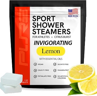 Sport Shower Steamers - USA Made with Natural Lemon Essential Oil, Aromatherapy, Stress and Sinus Relief, Muscle Recovery for Athletes, Best Birthday Presents and Summer Gifts for Runners