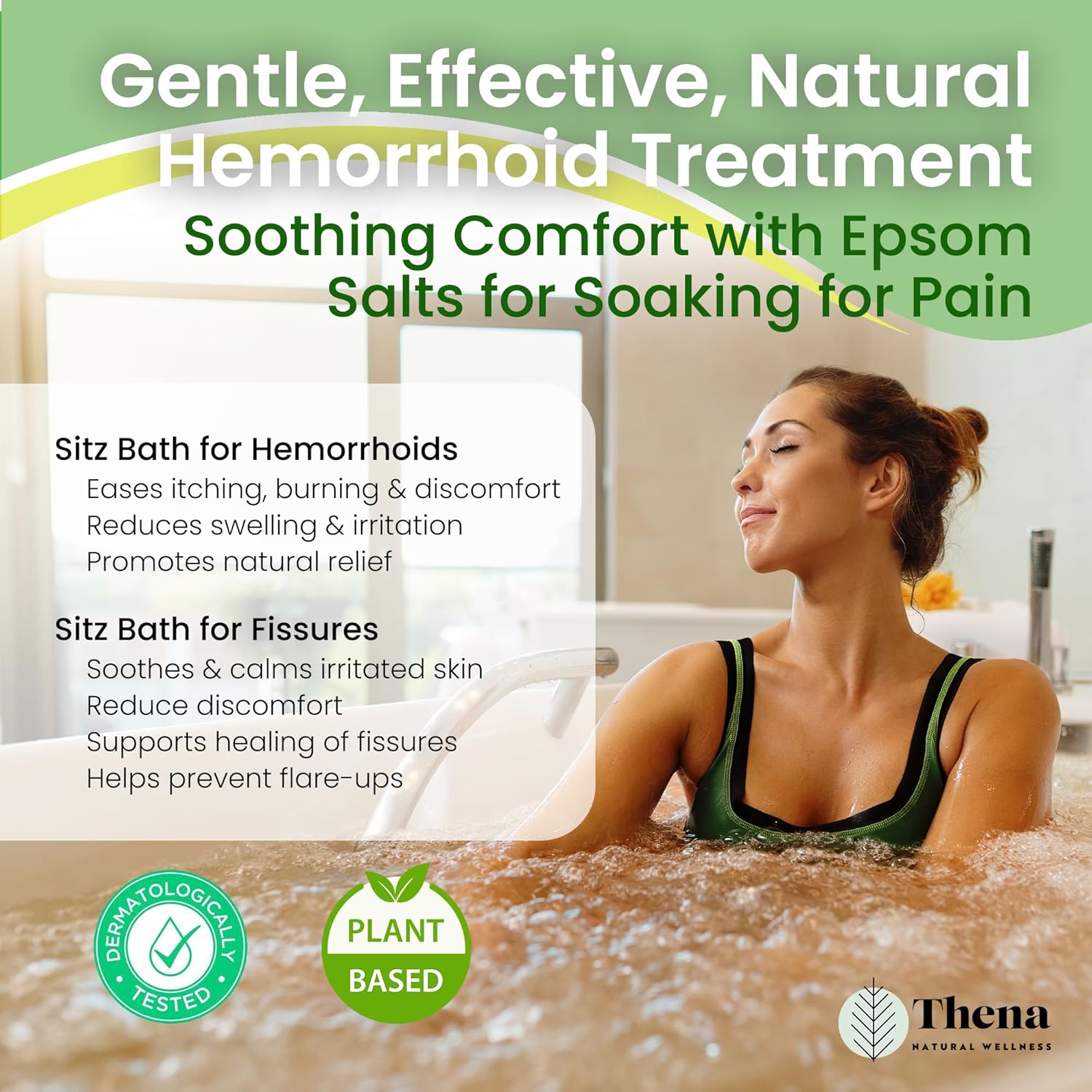 Best Organic Sitz Bath Soak Postpartum Care and Post Partum Essentials, Natural Hemorrhoid Treatment for Women & Moms with Epsom Dead Sea Salt Witch Hazel, Sitz Bath for Toilet, Thena