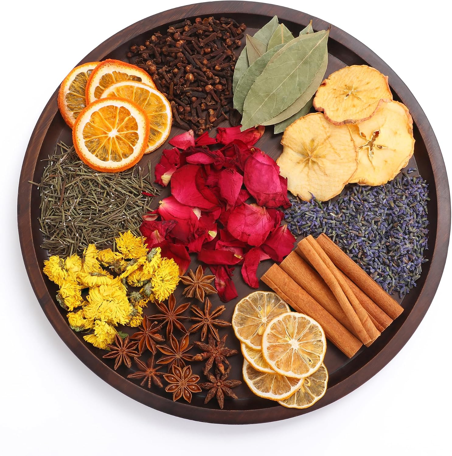 Natural Dried Flower & Fruit Potpourri Kit – Cinnamon, Apple, Orange, Lemon, Rose Petals, Lavender, Rosemary, Star Anise, Clove & Chrysanthemum for Home Decor & DIY Crafts